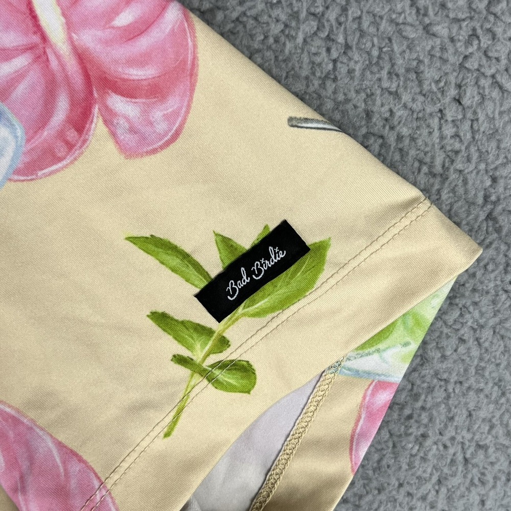 Bad Birdie Polo Shirt Mens XXL Yellow Pink Lime Drink Floral Allover Print S/S - Picture 5 of 12